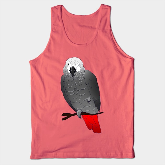 African Grey Parrot Perching and Sleeping on a Branch Tank Top by Einstein Parrot